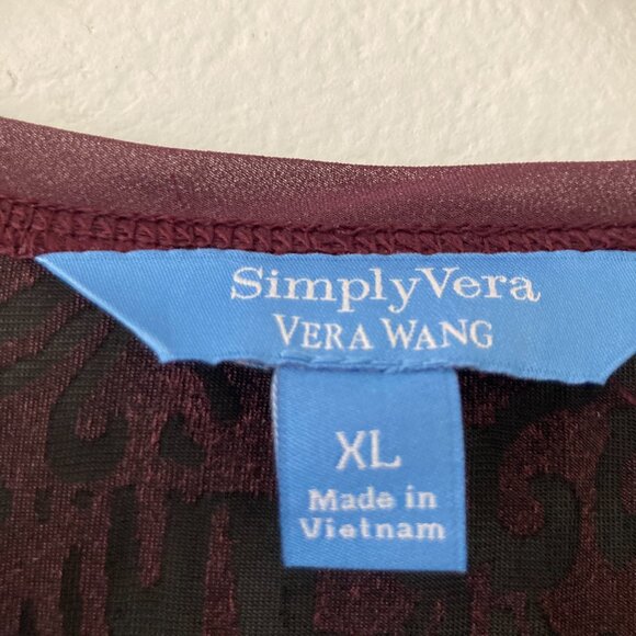 Simply Vera Wang Red Burnout Sheer Velvet Top Womens XL Whimsigoth Y2K Vamp - Picture 7 of 10